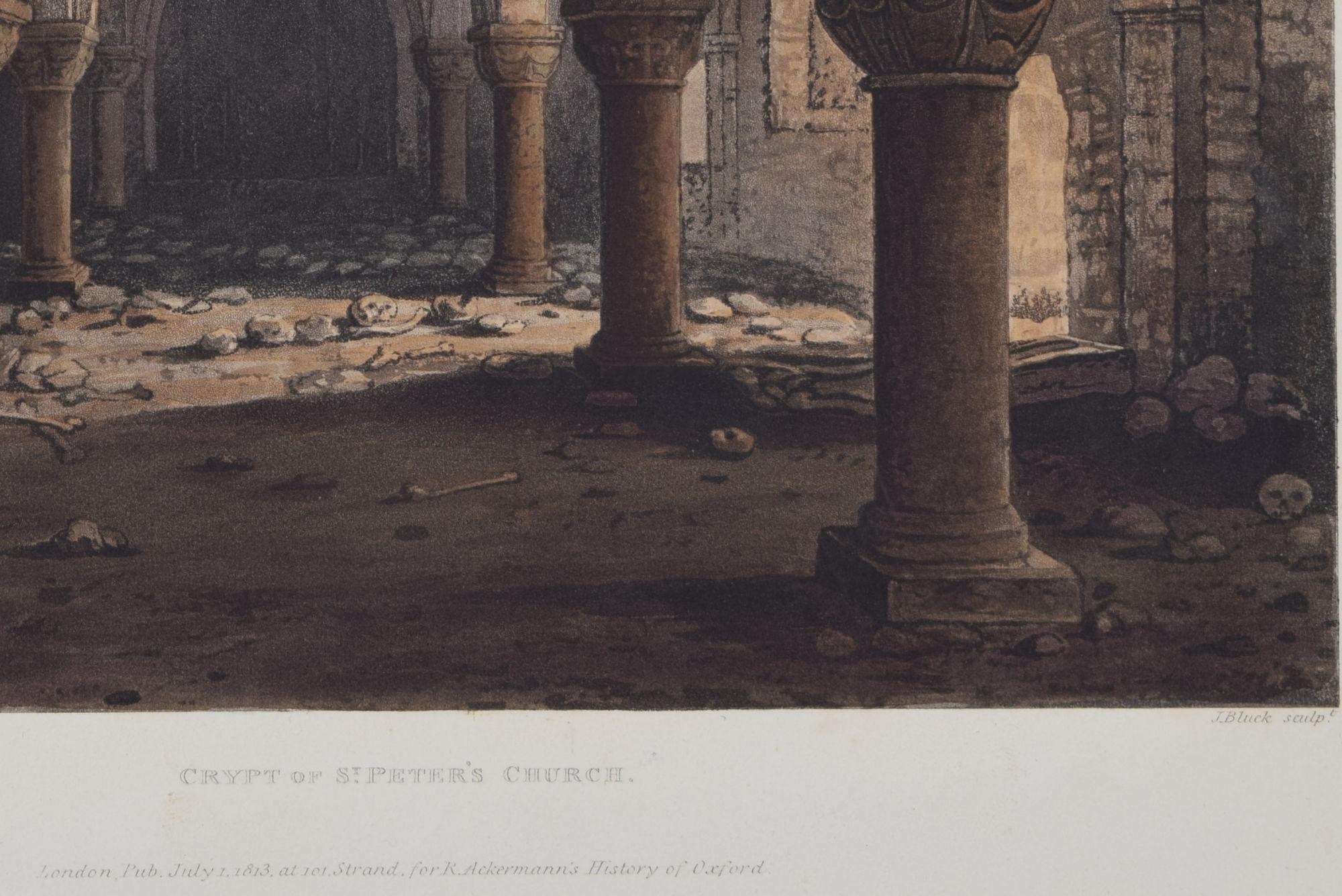 Crypt of St Peter's Church, Oxford gravure de Bluck d'après Nash pour Ackermann en vente 3