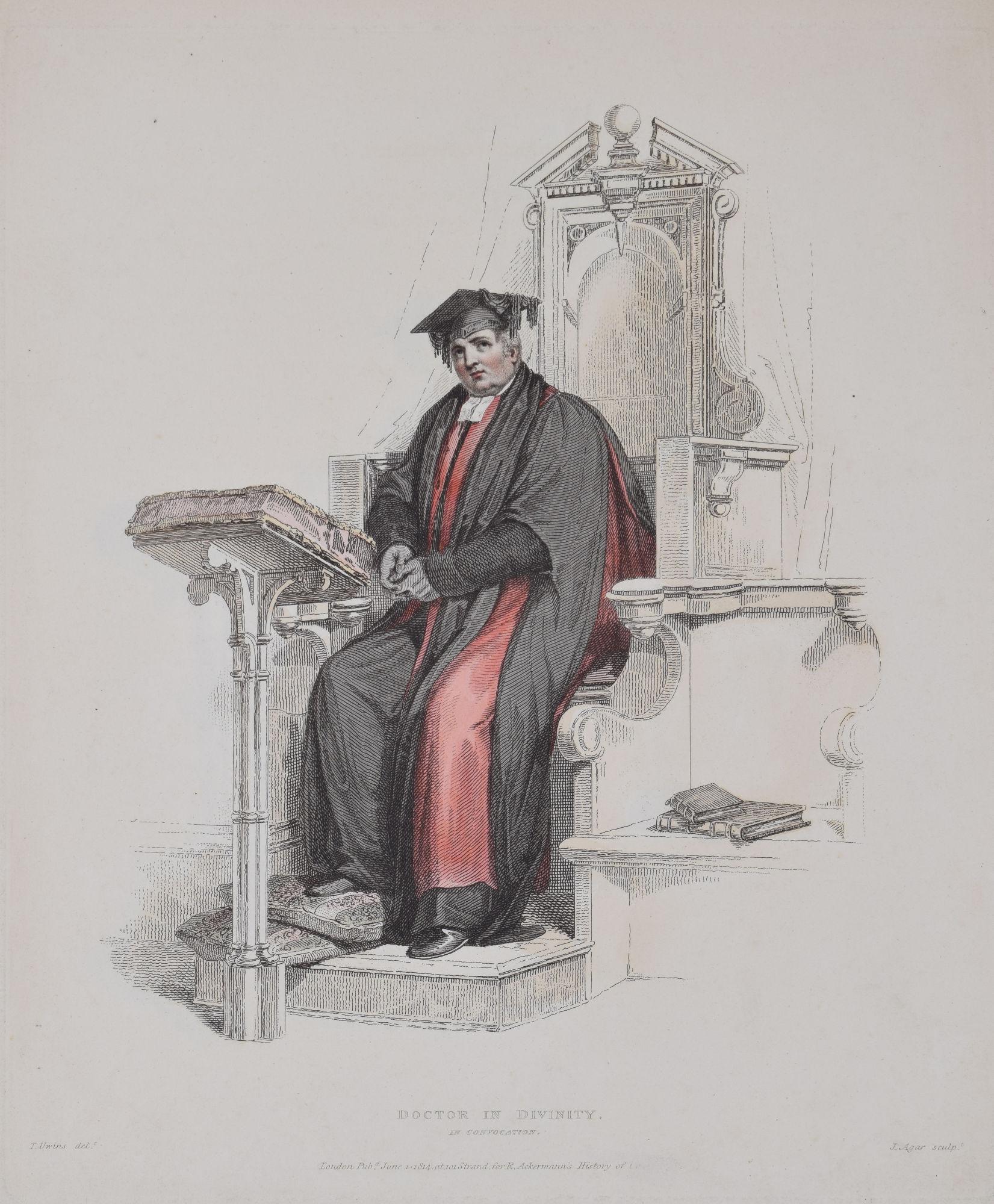 Doctor in Divinity, Cambridge engraving by Agar after Uwins for Ackermann - Print by Rudolph Ackermann