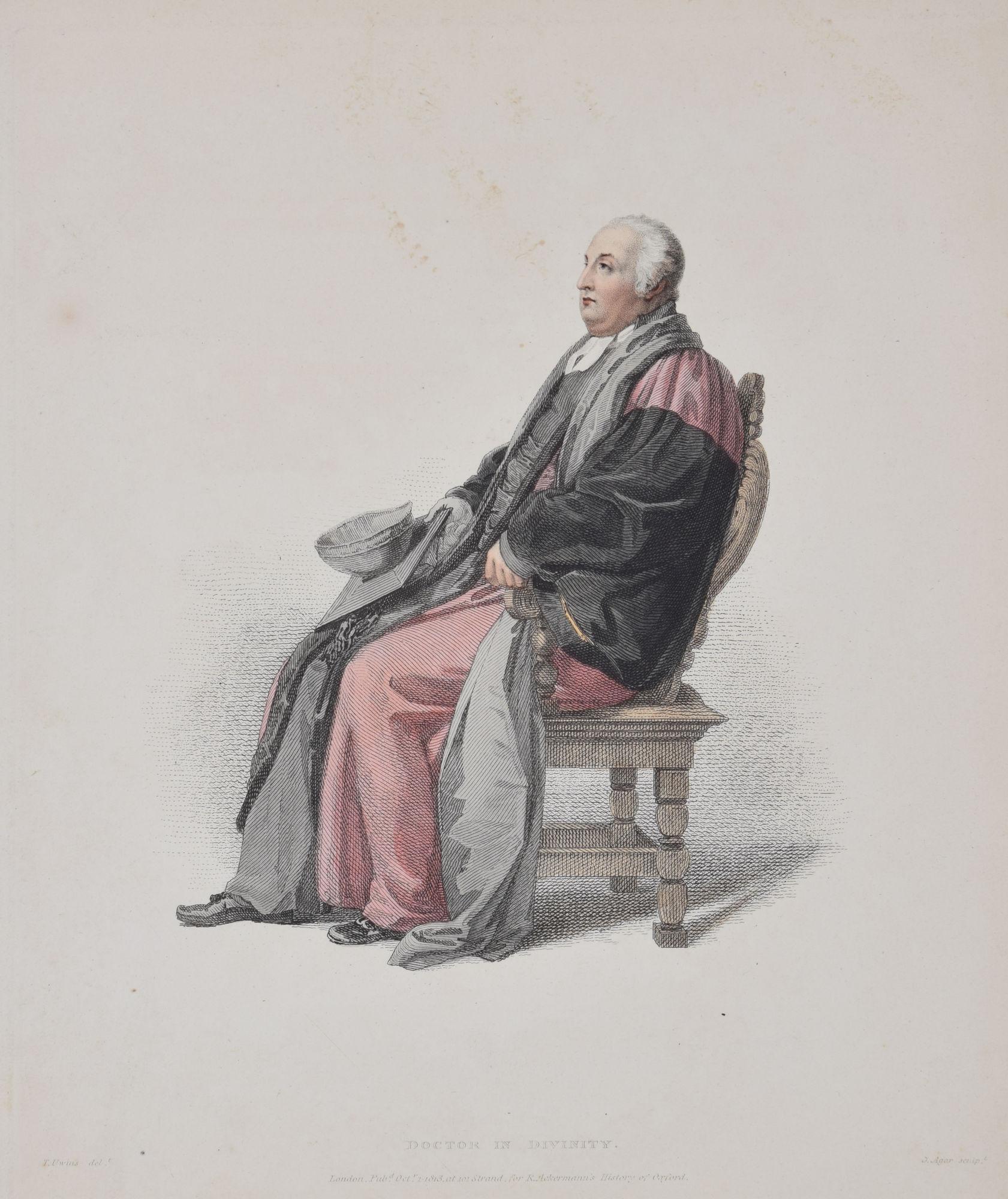 Doctor in Divinity, Oxford engraving by Agar after Uwins for Ackermann - Print by Rudolph Ackermann