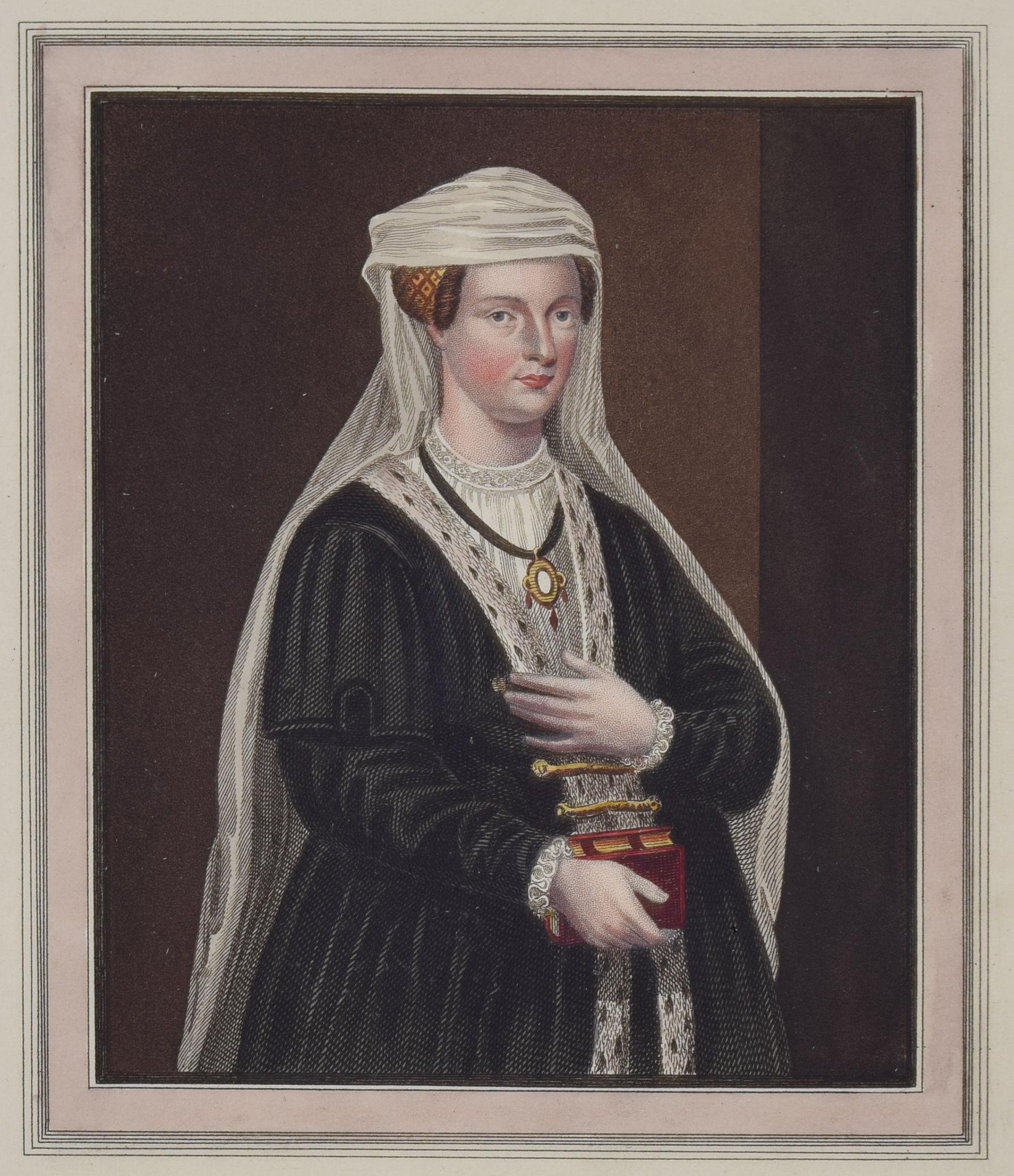 Elizabeth de Clare, Clare College, Cambridge engraving for Ackermann - Realist Print by Rudolph Ackermann