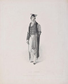 Antique Fellow Commoner, University of Oxford 1814 engraving by John Agar