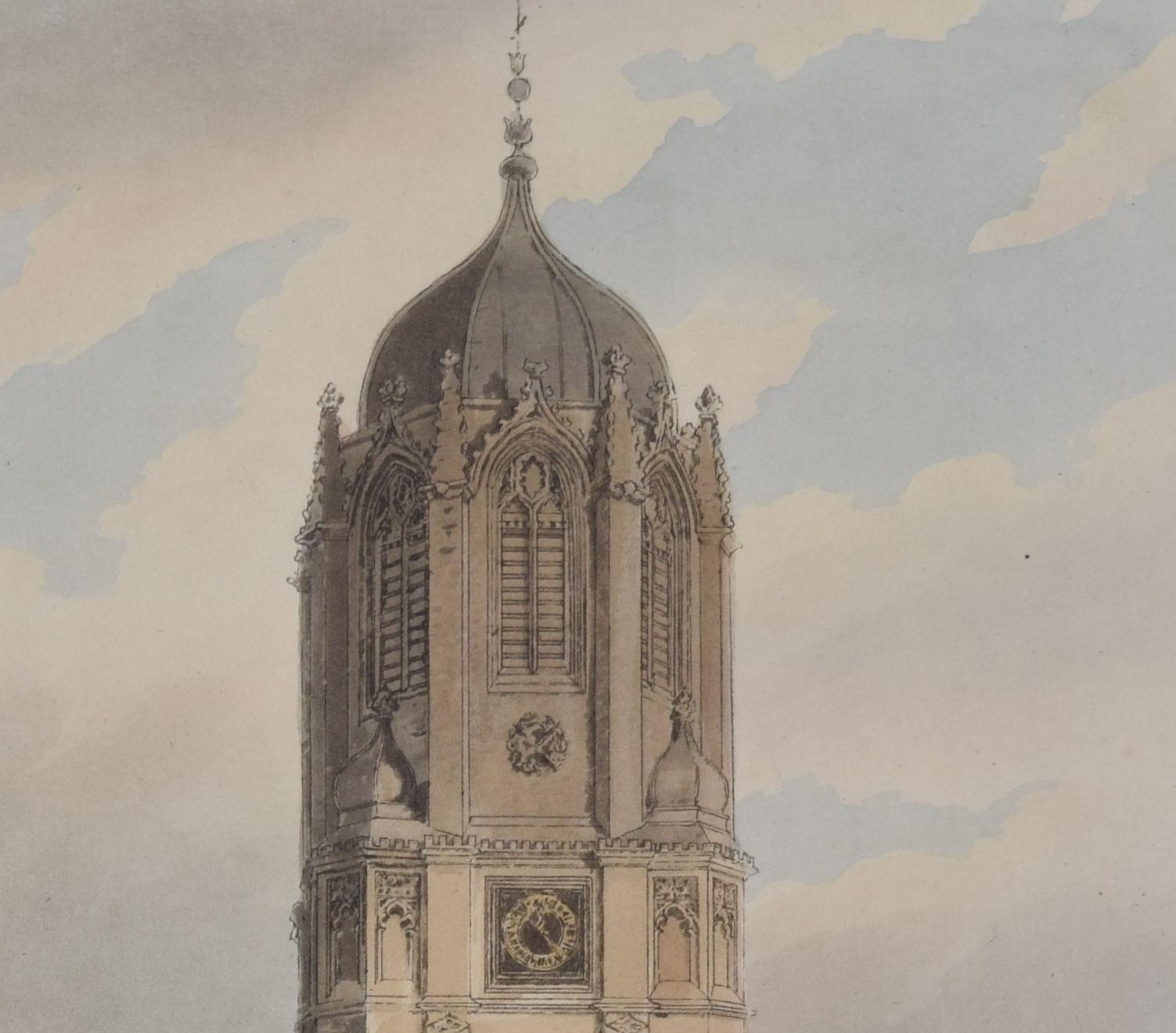 La Porte du Christ Church, Oxford gravure de Reeves d'après Mackenzie pour Ackermann - Réalisme Print par Rudolph Ackermann