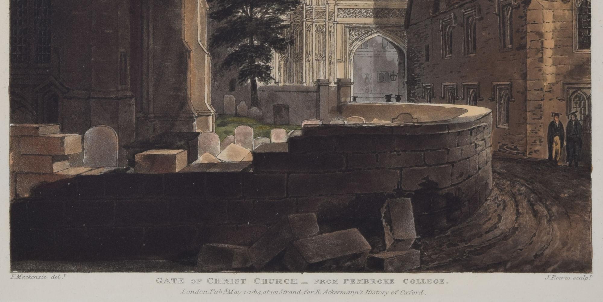La Porte du Christ Church, Oxford gravure de Reeves d'après Mackenzie pour Ackermann en vente 2