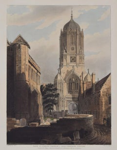 Gate of Christ Church, Oxford engraving by Reeves after Mackenzie for Ackermann