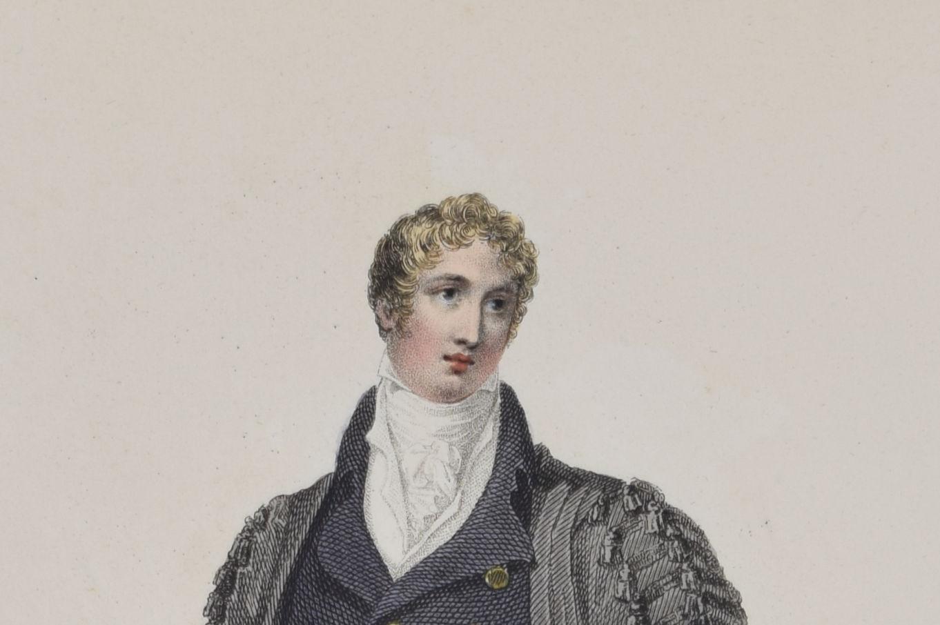 Gentleman Commoner, University of Oxford 1814 engraving by John Agar - Realist Print by Rudolph Ackermann