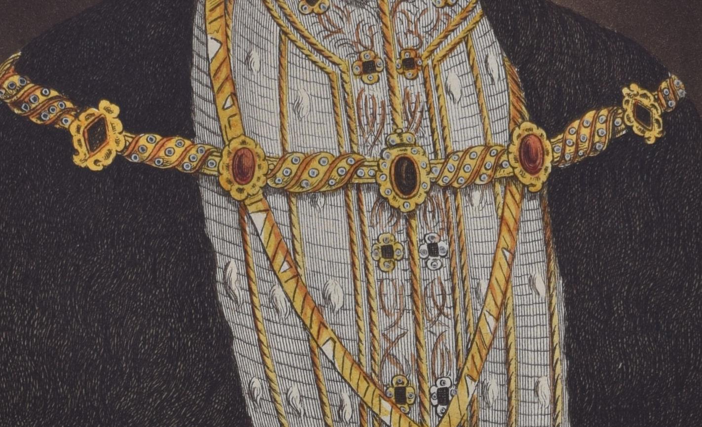 Henry VIII Founder of Trinity College, Cambridge engraving for Ackermann For Sale 1