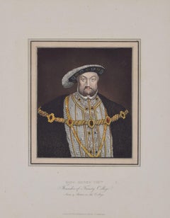 Henry VIII Founder of Trinity College, Cambridge engraving for Ackermann
