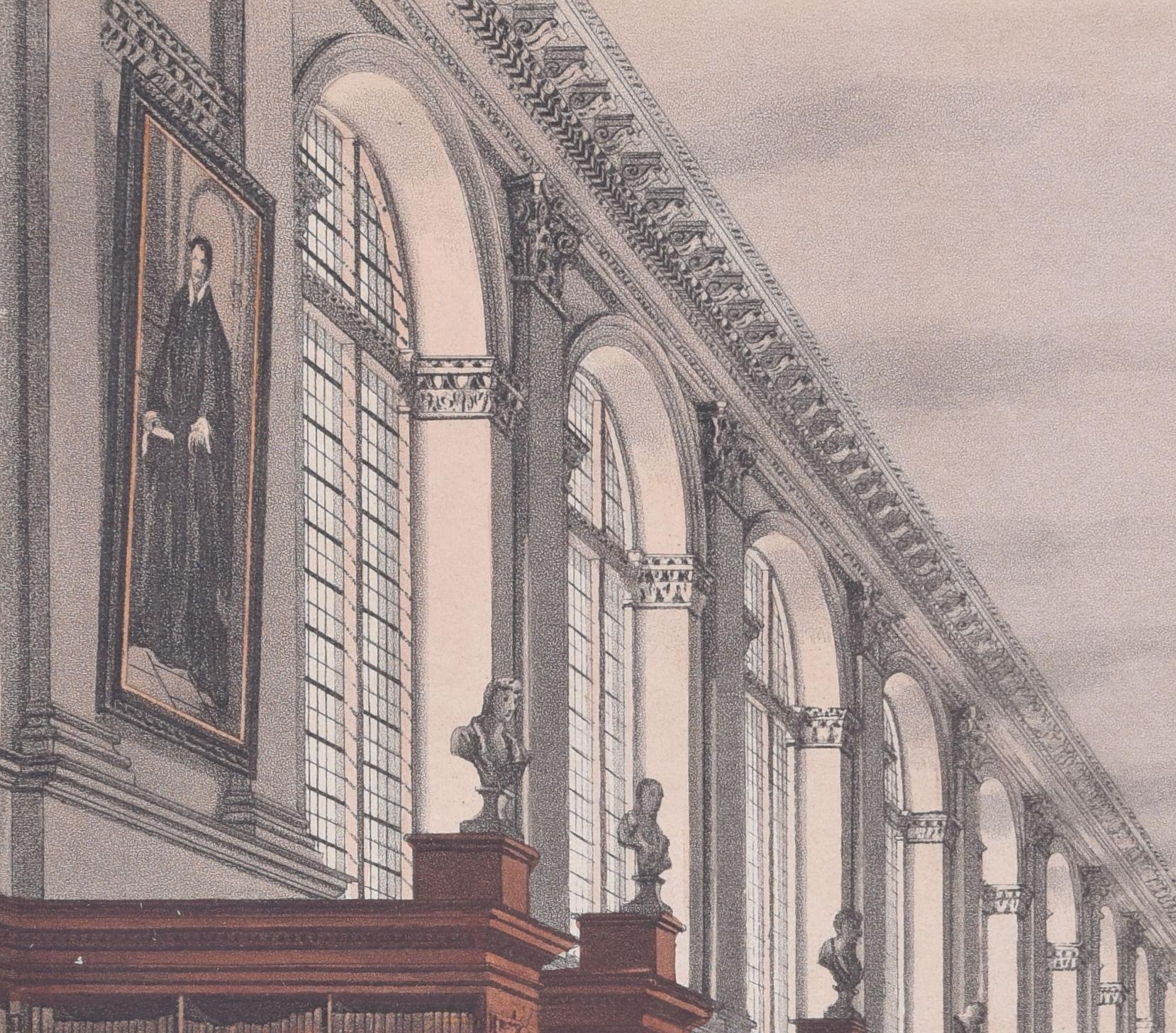 Bibliothèque du Trinity College, Cambridge gravure de Havell d'après Pugin - Print de Rudolph Ackermann