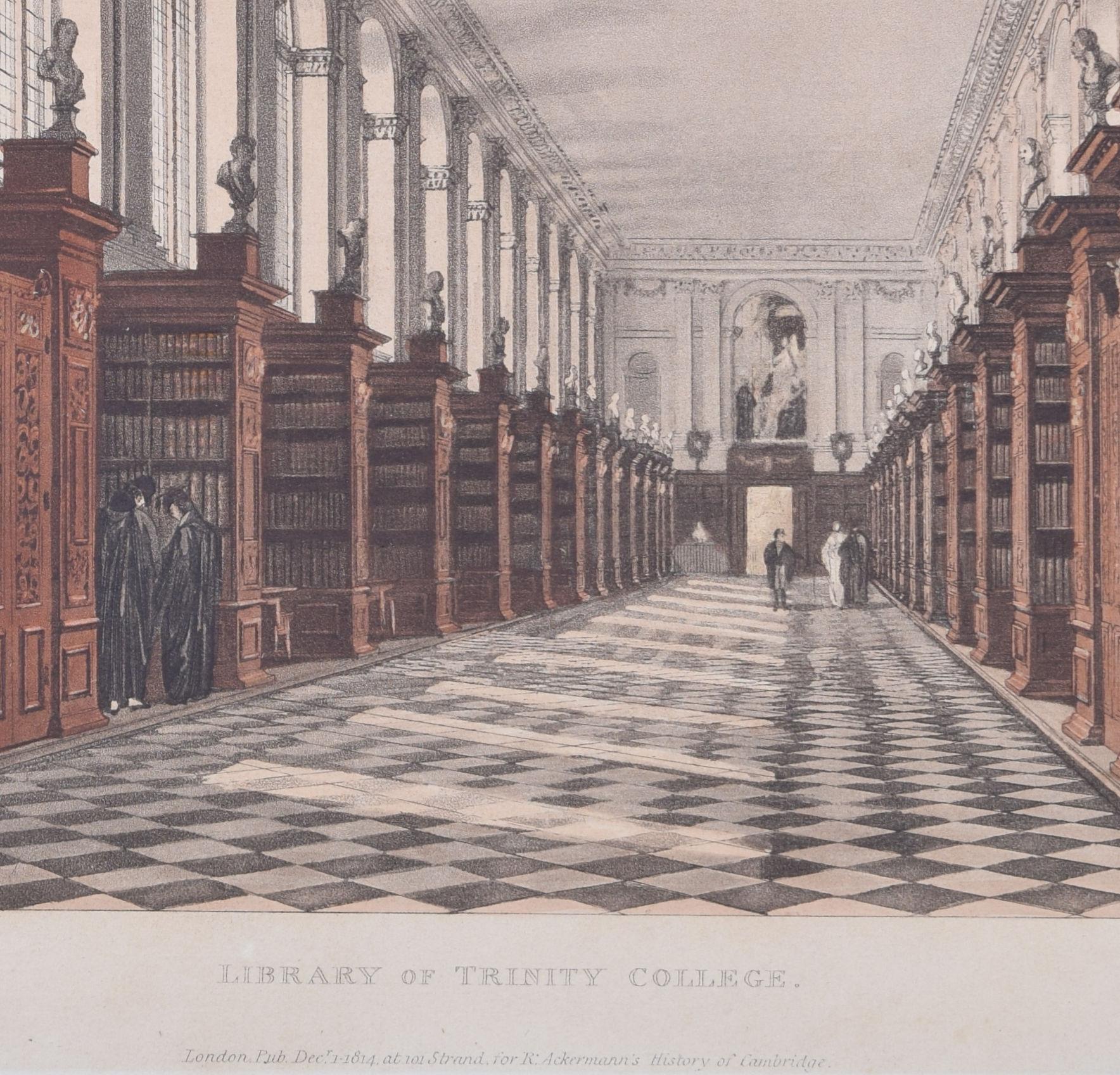 Bibliothèque du Trinity College, Cambridge gravure de Havell d'après Pugin en vente 1