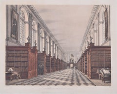 Antique Library of Trinity College, Cambridge engraving by Havell after Pugin