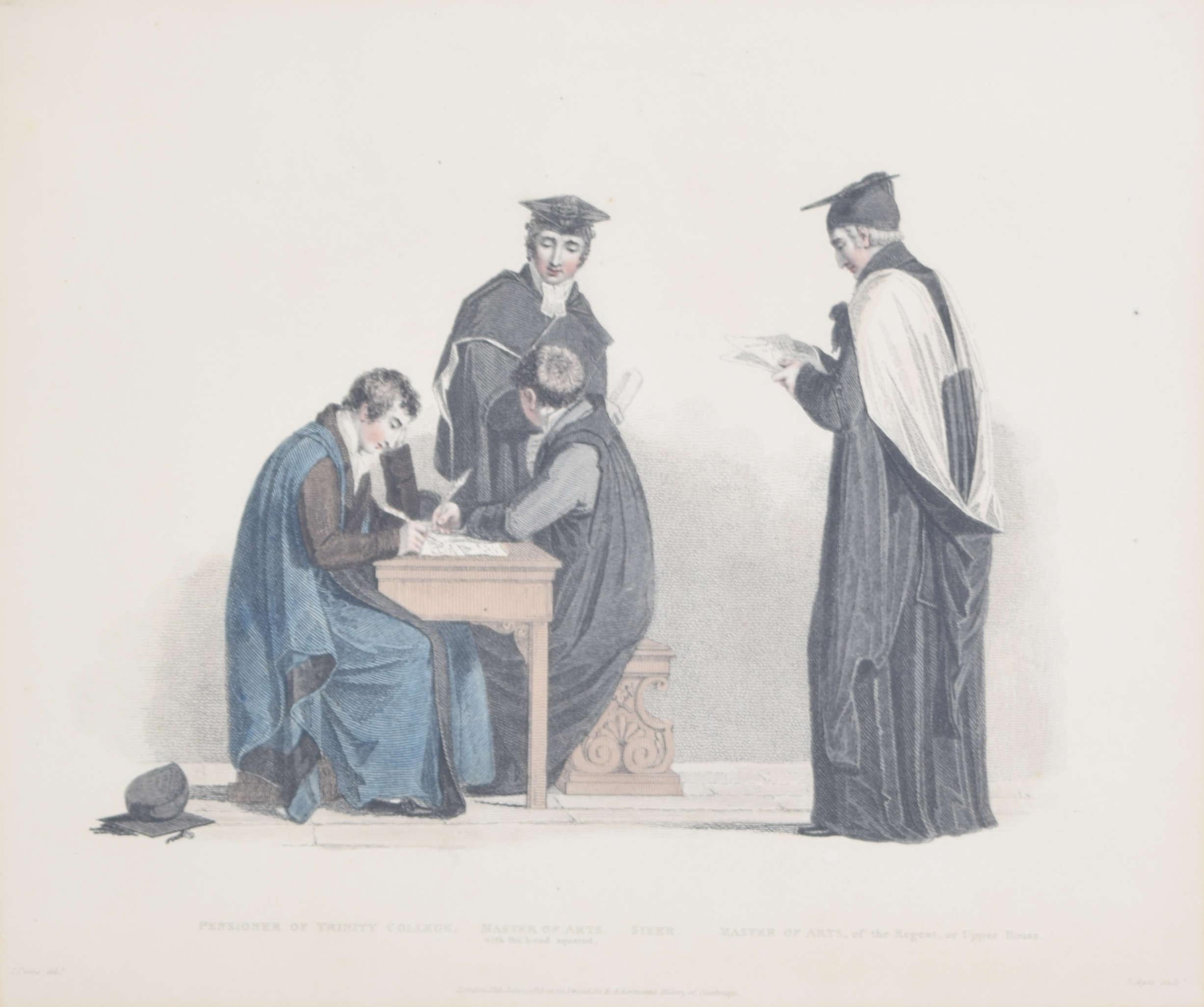 MA Masters of Arts and Trinity College, Cambridge member engraving by John Agar - Print by Rudolph Ackermann