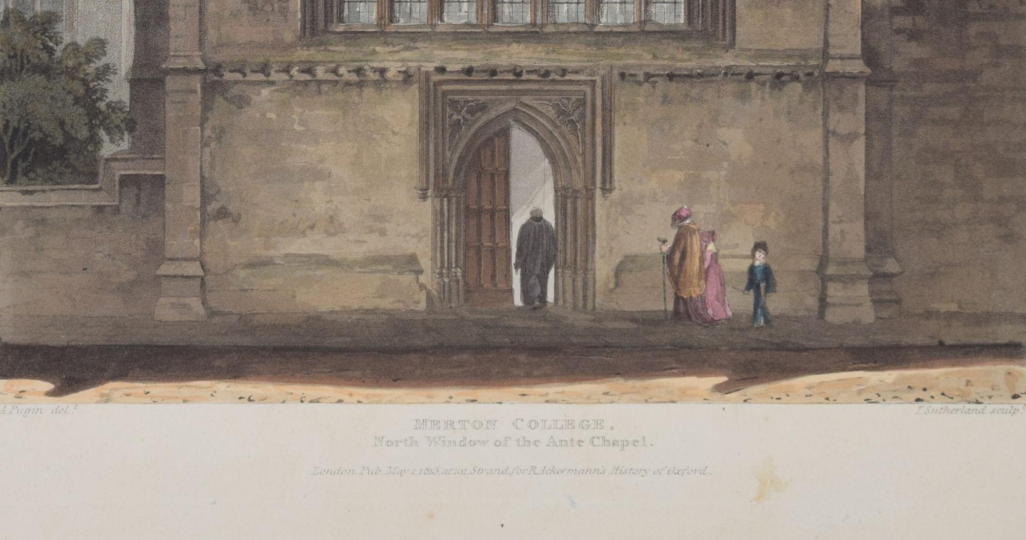 Merton College Chapel engraving by J Sutherland after Pugin for Ackermann For Sale 3