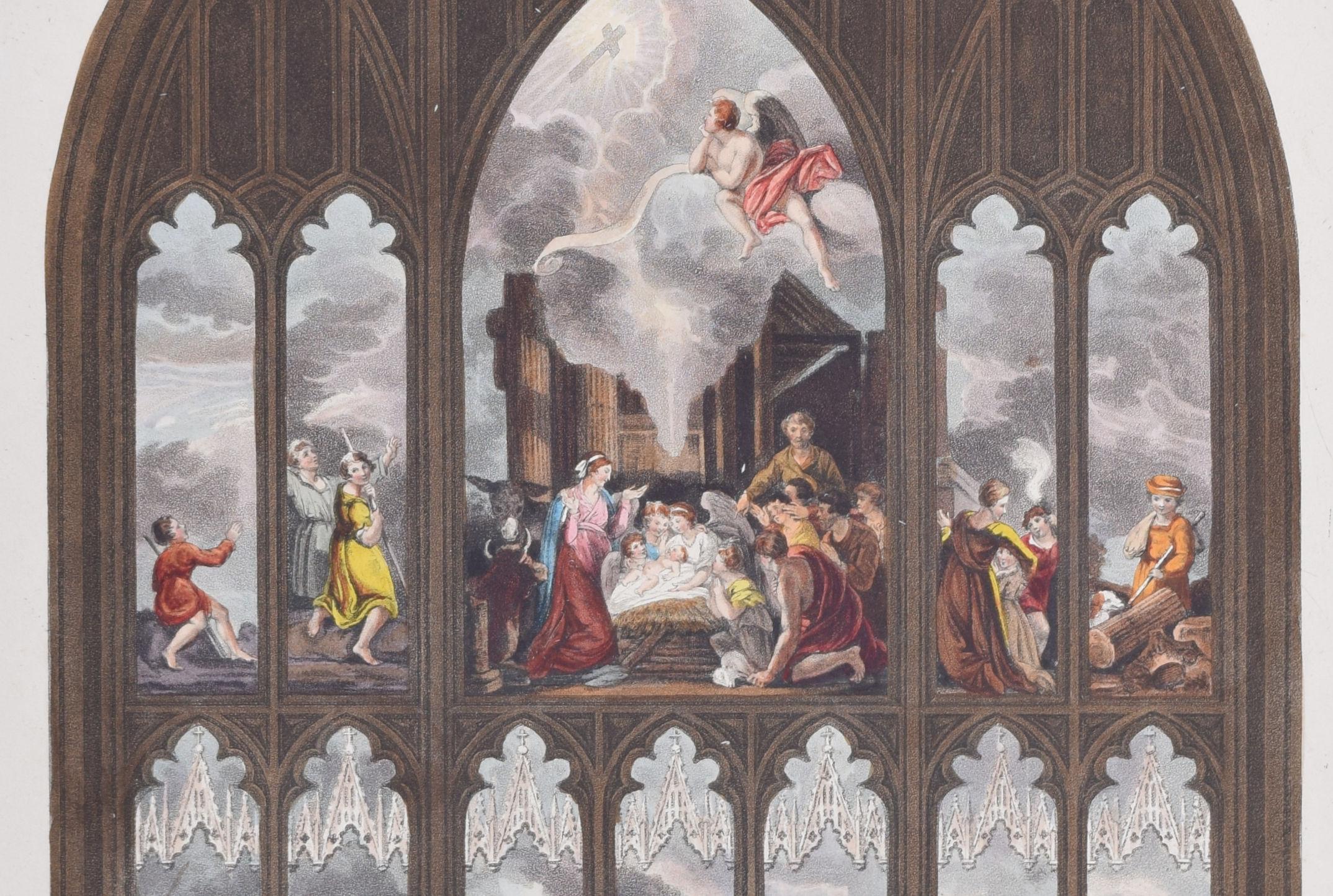 Gravure de fenêtres de chapelle d'Oxford d'après le dessin de Joshua Reynolds en vente 1