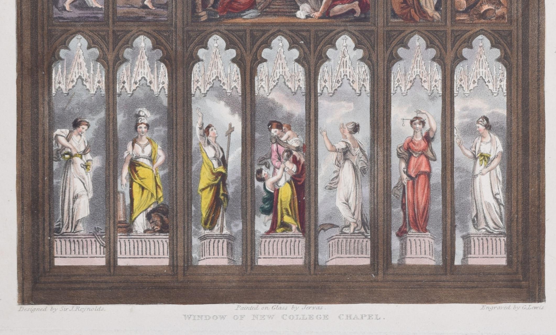 Gravure de fenêtres de chapelle d'Oxford d'après le dessin de Joshua Reynolds en vente 2