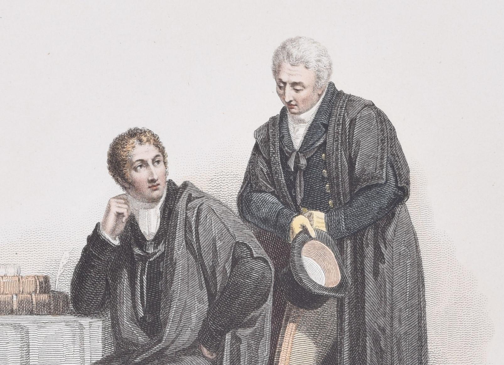 Pensioner de Trinity Hall ; gravure de John Agar, spécialiste du droit et de la physique - Réalisme Print par Rudolph Ackermann