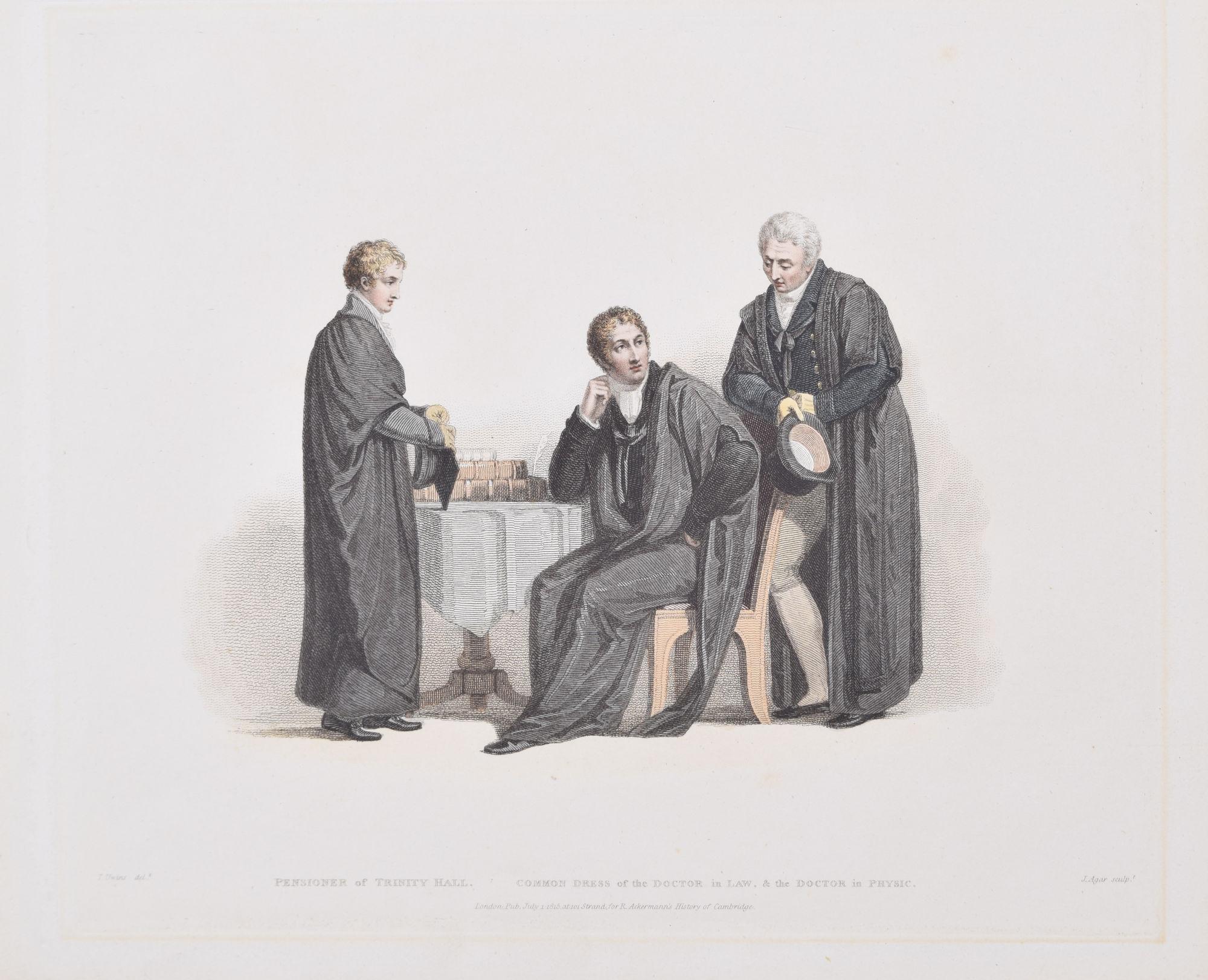 Pensioner de Trinity Hall ; gravure de John Agar, spécialiste du droit et de la physique - Print de Rudolph Ackermann