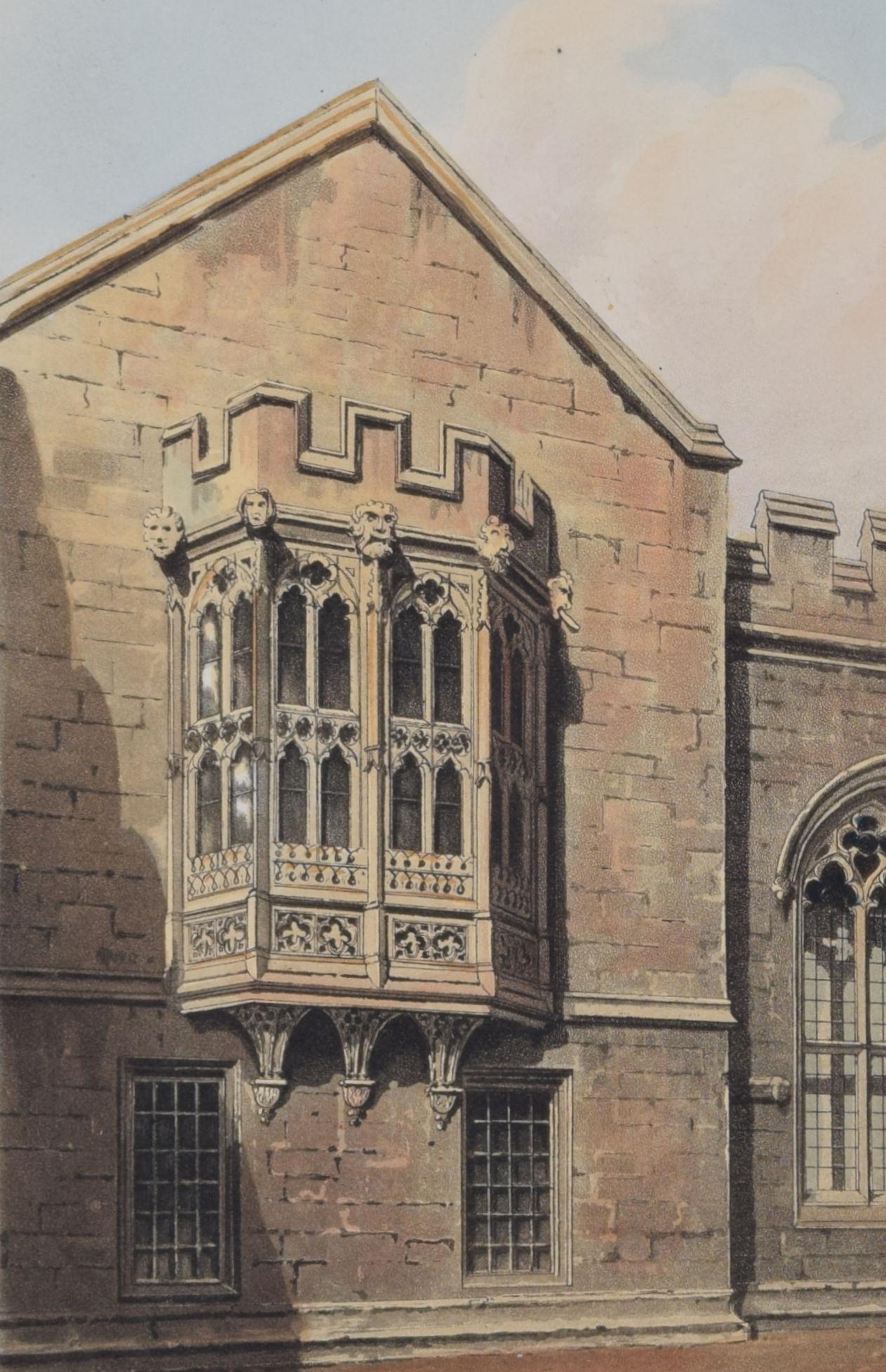 Quadrangle of Balliol College, Oxford engraving by John Bluck for Ackermann - Realist Print by Rudolph Ackermann