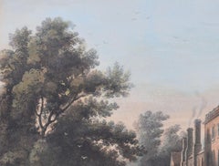 Queens' College, Cambridge bridge engraving by Stadler after Westall