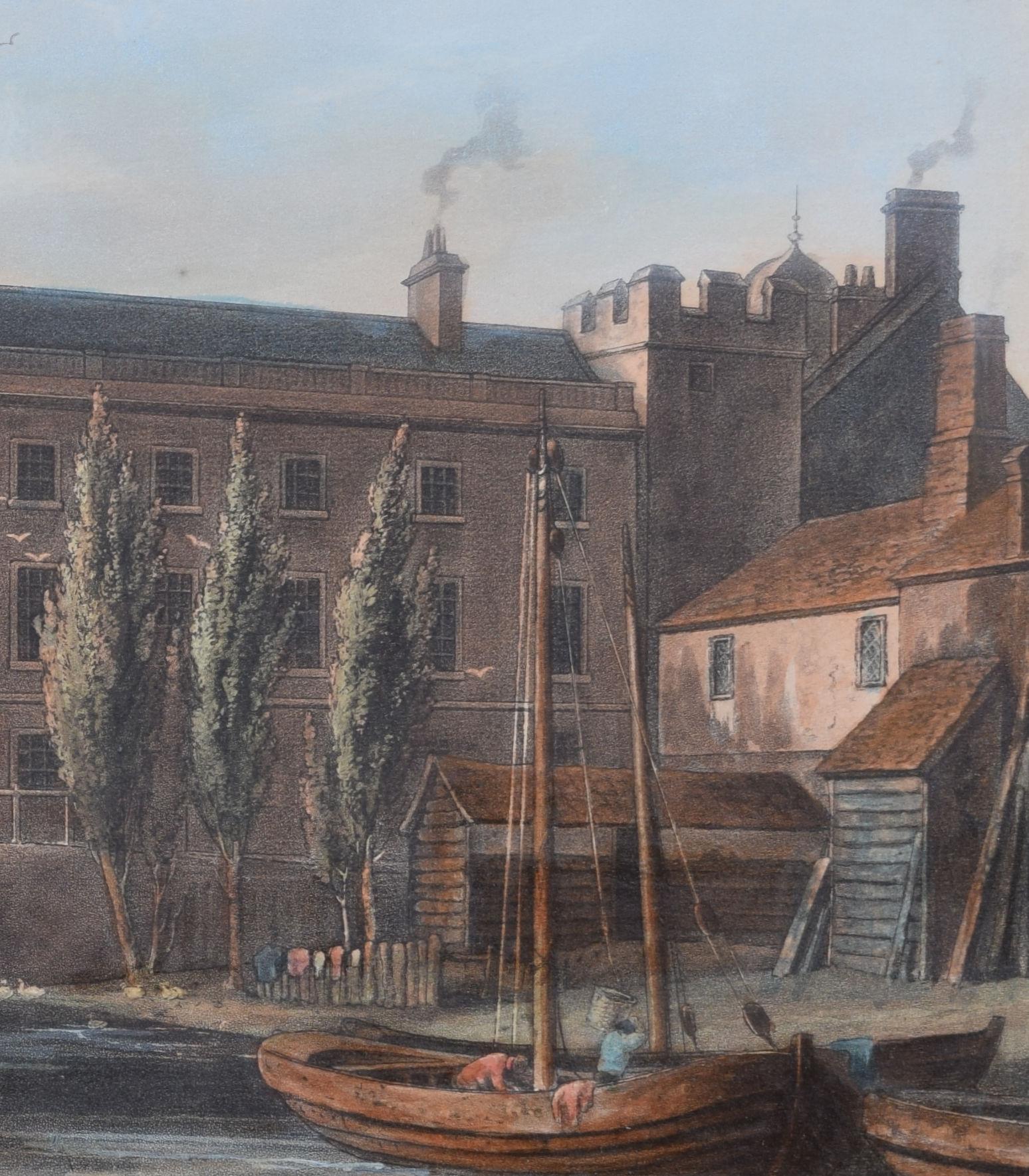 Queens' College, Cambridge bridge engraving by Stadler after Westall For Sale 1