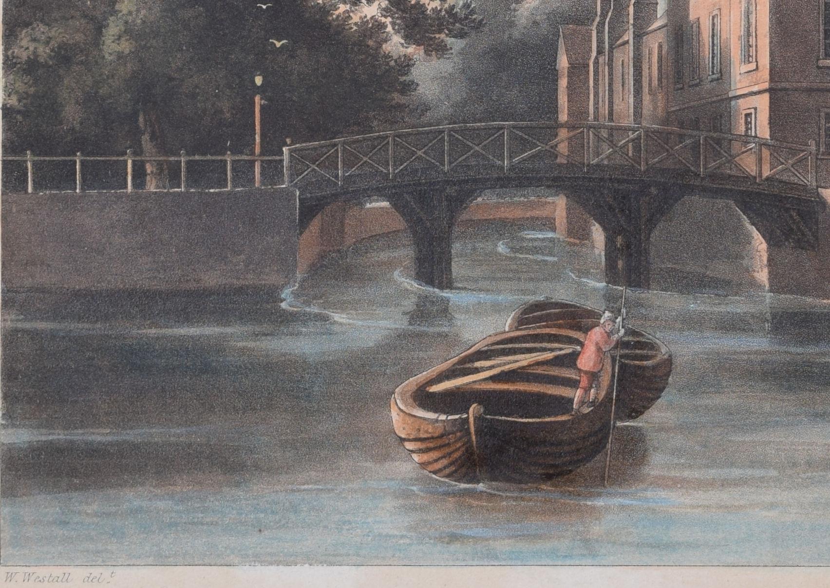 Queens' College, Cambridge bridge engraving by Stadler after Westall For Sale 3