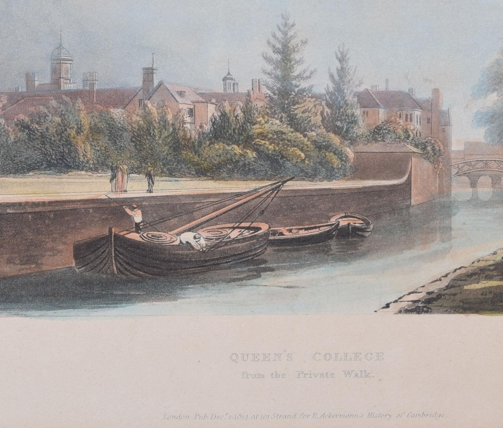 Queens' College, Cambridge engraving by Bluck for Ackermann For Sale 2