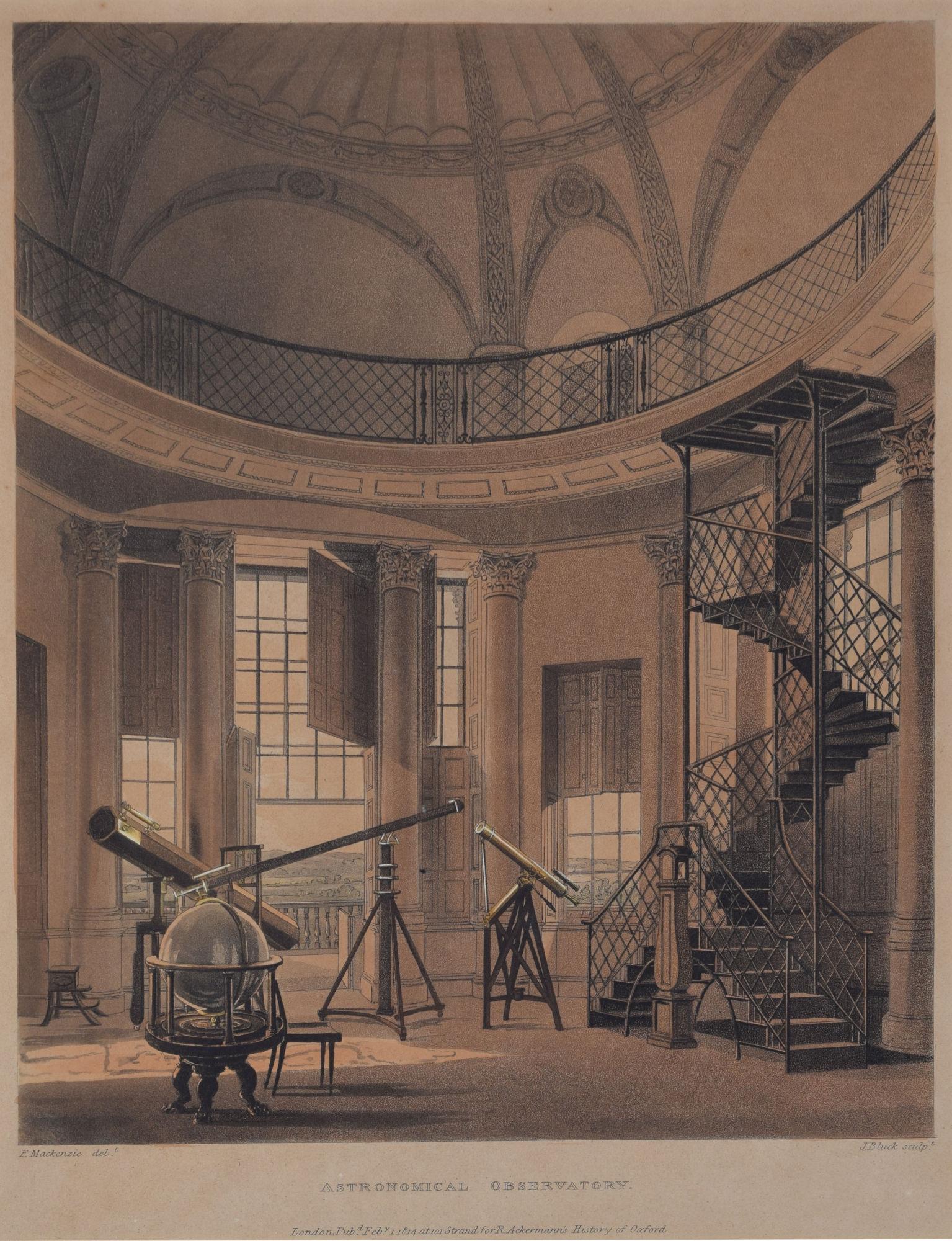 Radcliffe Astronomical Observatory, Oxford engraving by John Bluck for Ackermann - Print by Rudolph Ackermann
