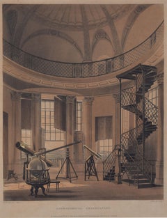 Antique Radcliffe Astronomical Observatory, Oxford engraving by John Bluck for Ackermann