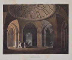 Antique Radcliffe Library, Oxford engraving by Hill after Mackenzie for Ackermann