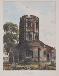 St Sepulchre, The Round Church, Cambridge exterior after Pugin for Ackermann