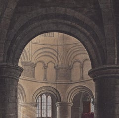 St Sepulchre, The Round Church, Cambridge interior after Pugin for Ackermann