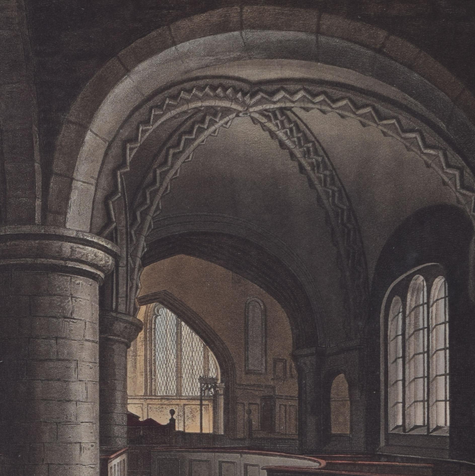 St. Sepulchre, Die runde Kirche, Cambridge, Inneneinrichtung nach Pugin für Ackermann im Angebot 1
