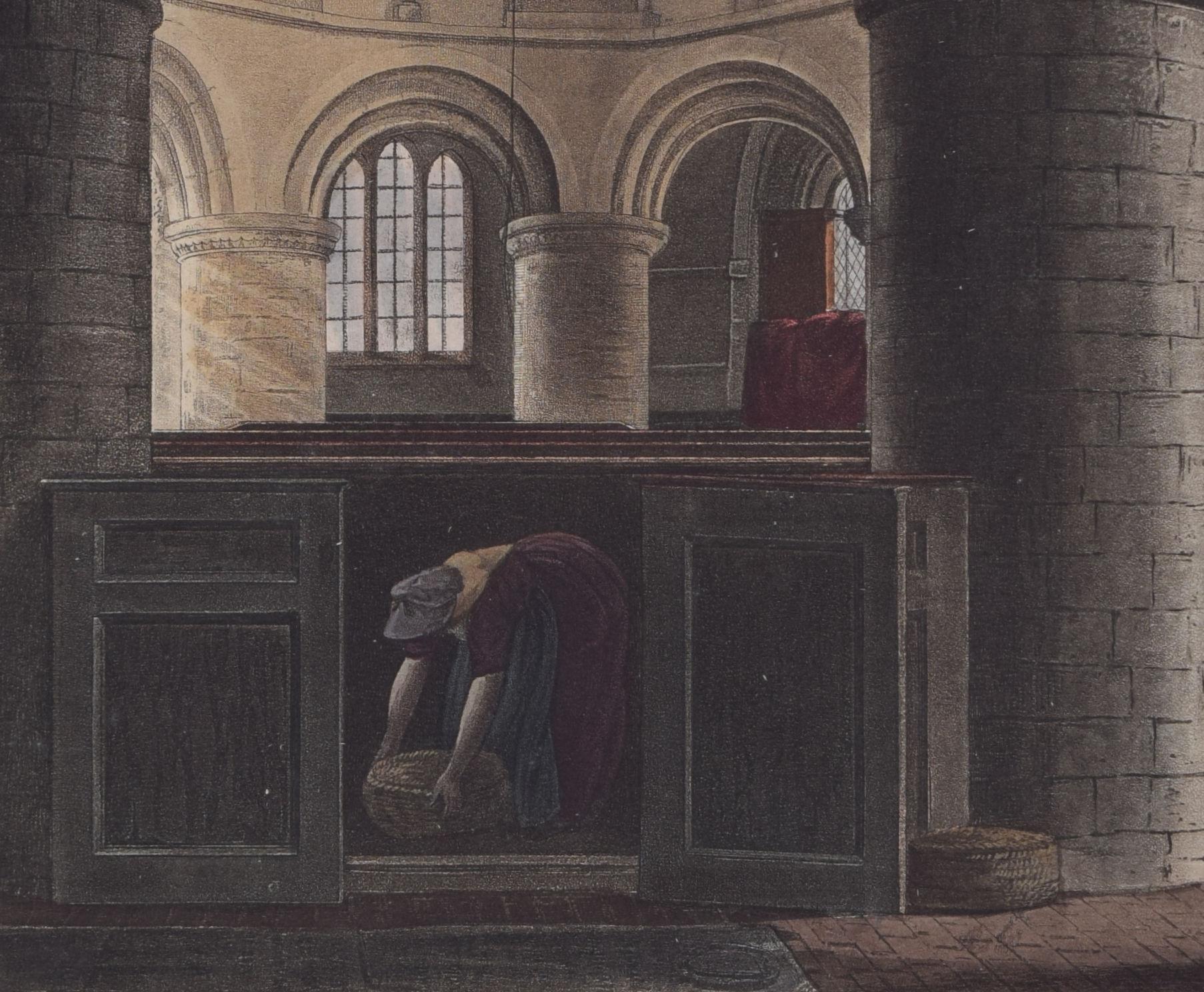 St. Sepulchre, Die runde Kirche, Cambridge, Inneneinrichtung nach Pugin für Ackermann im Angebot 2