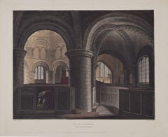 St Sepulchre, The Round Church, Cambridge interior after Pugin for Ackermann