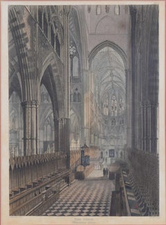 The Choir of Westminster Abbey engraving by J Black for Ackermann