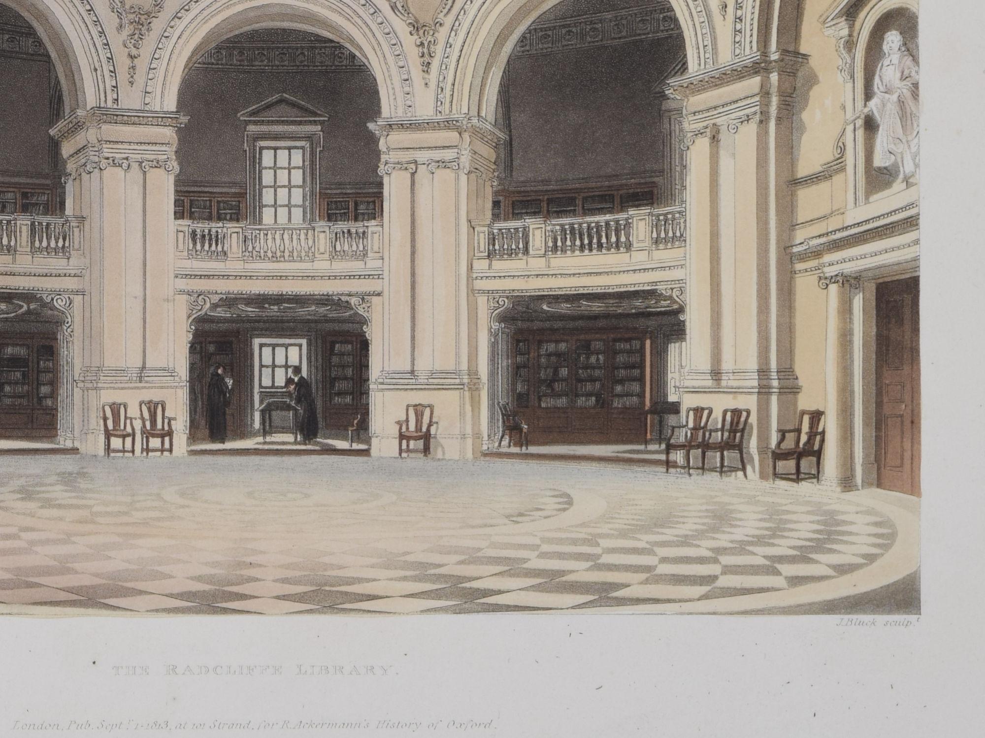 The Radcliffe Camera library Oxford engraving by John Bluck for Ackermann For Sale 2