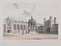 Trinity College, Cambridge Gran Patio grabado por Bluck para Ackermann