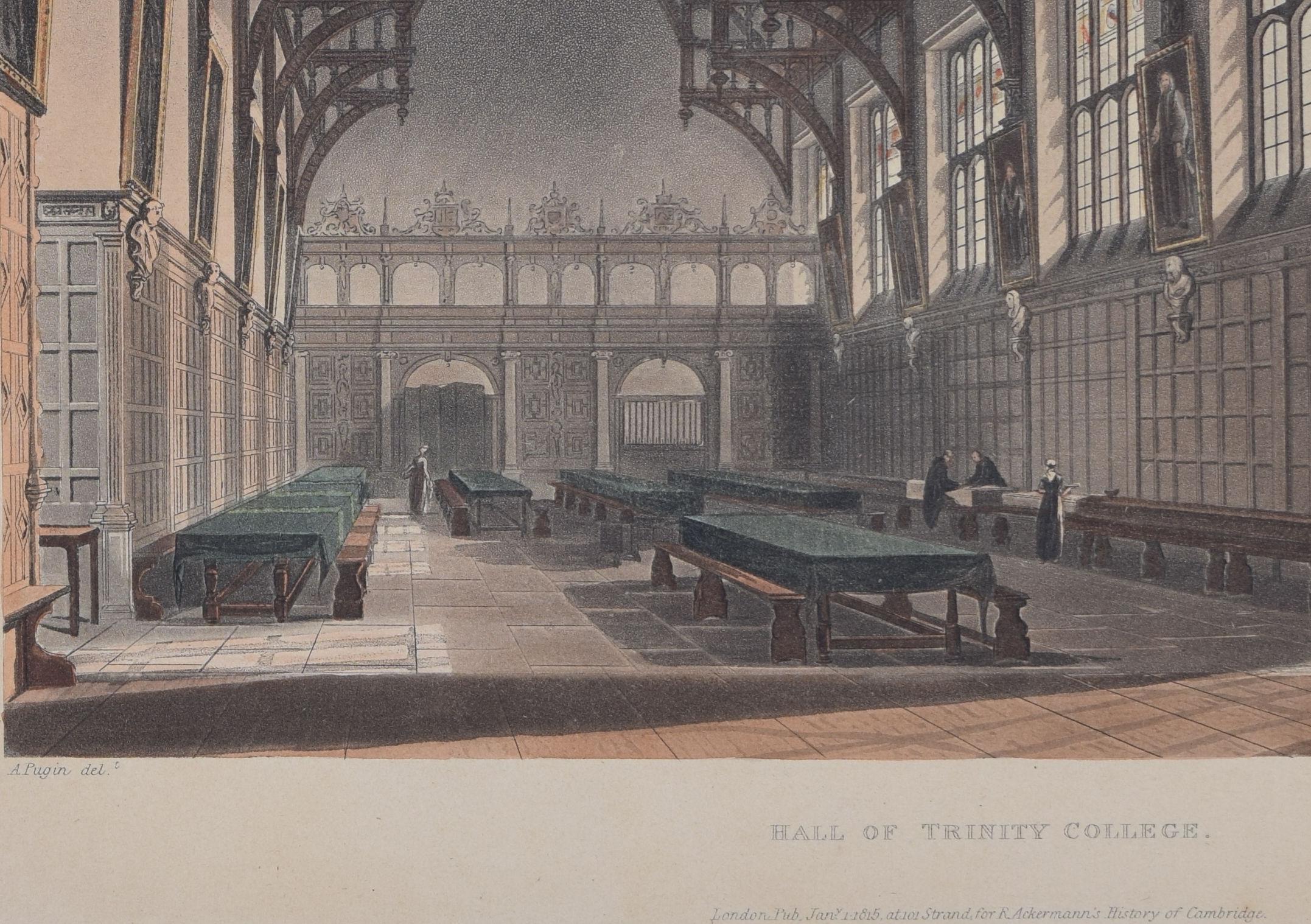 Trinity College, Cambridge Hall engraving by Bluck after Pugin for Ackermann For Sale 3