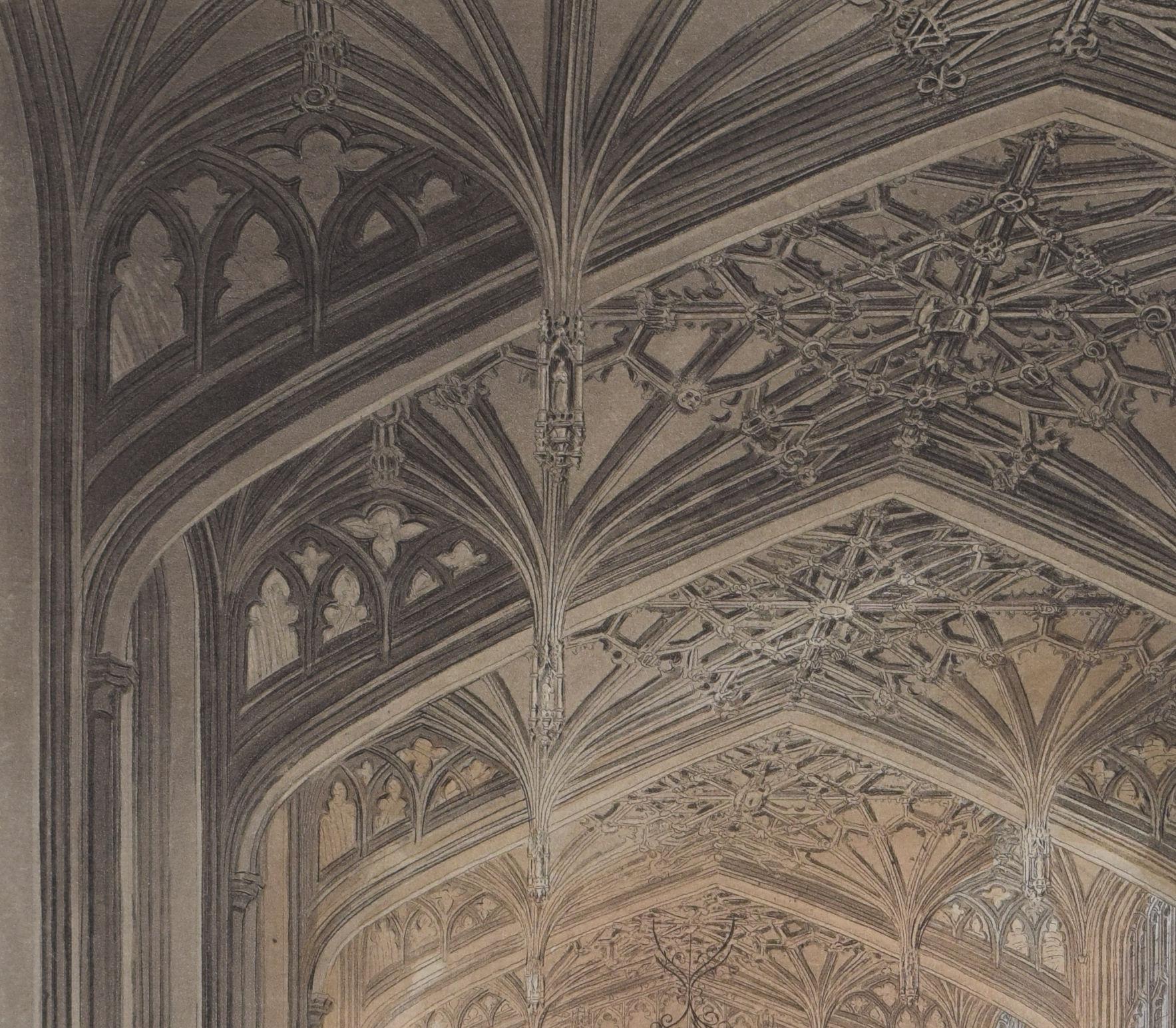 University of Oxford The Divinity School by Lewis after Mackenzie for Ackermann - Realist Print by Rudolph Ackermann