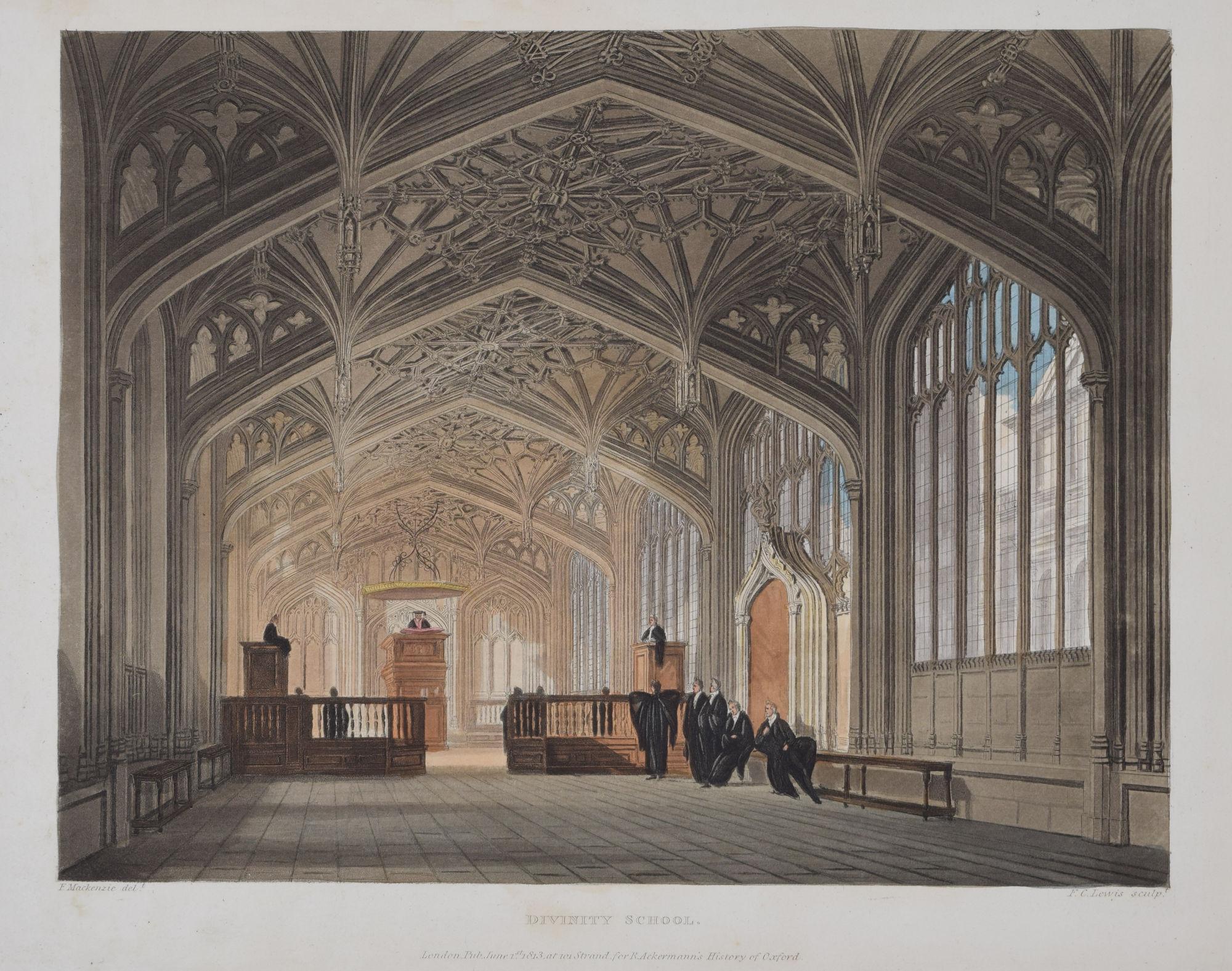 University of Oxford The Divinity School by Lewis after Mackenzie for Ackermann - Print by Rudolph Ackermann