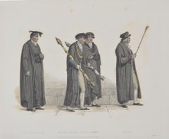 Antique Vice Chancellor, Esquire Beadle, Yeoman Beadle, Oxford engraving for Ackermann