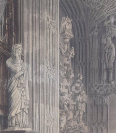 Westminster Abbey South Aisle engraving by John Bluck for Ackermann