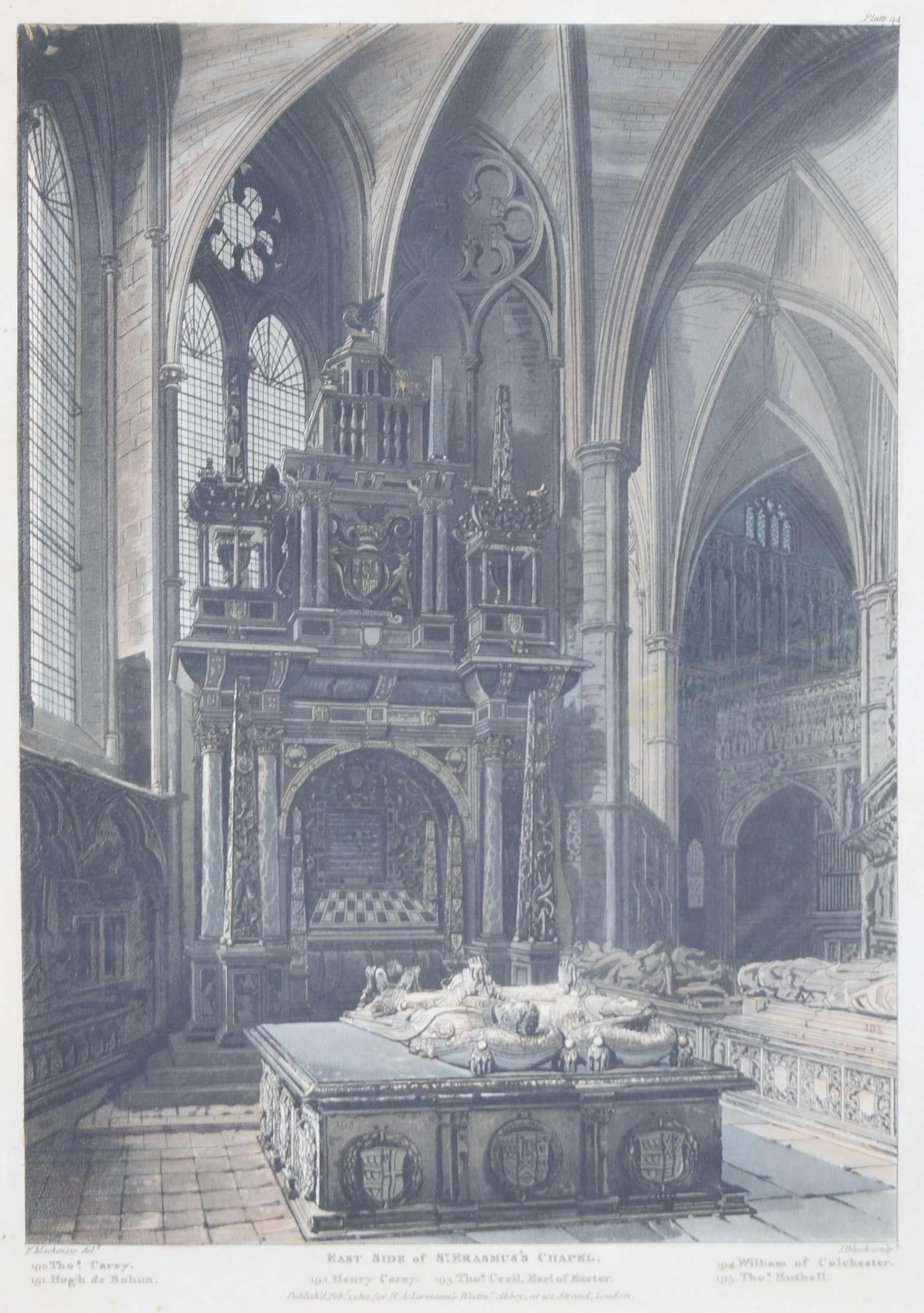 Westminster Abbey St Erasmus' Chapel 1812 print by John Bluck for Ackermann - Print by Rudolph Ackermann