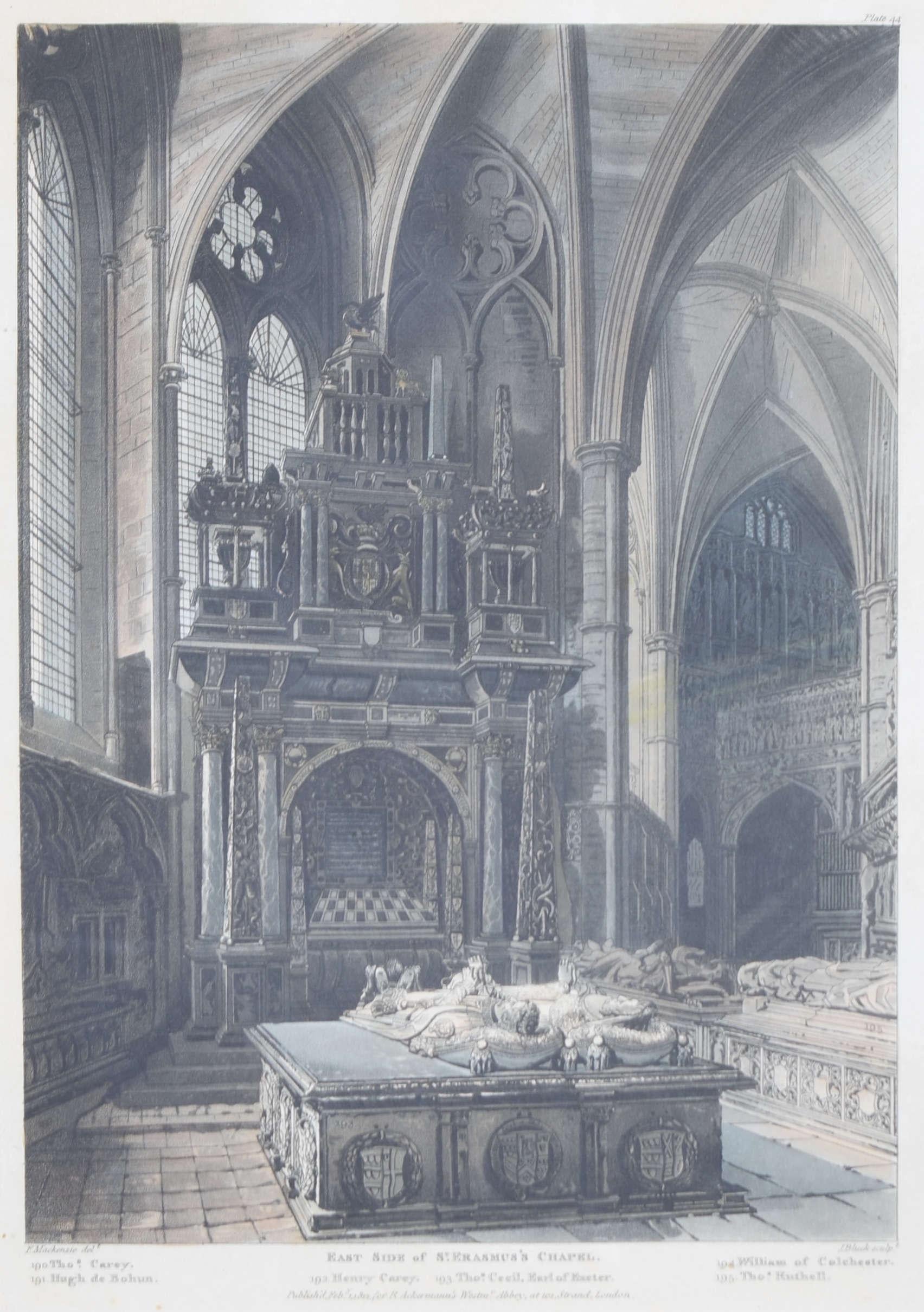 Westminster Abbey St Erasmus' Chapel 1812 print by J Black for Ackermann - Print by Rudolph Ackermann