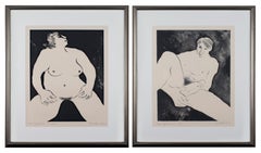 'Nude Male and Nude Female,' original lithograph pair signed by R.C. Gorman