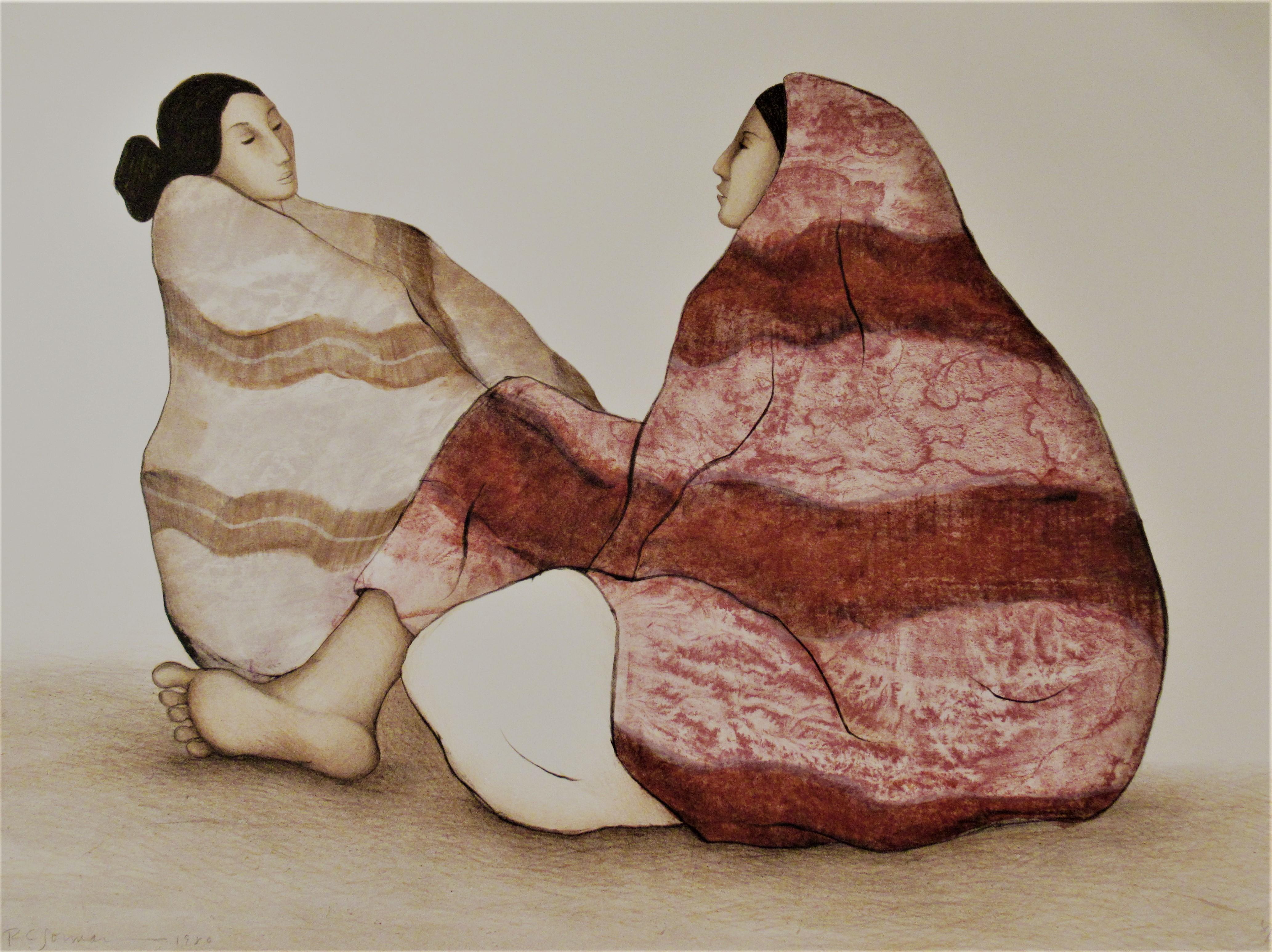 Rudolph Carl Gorman Figurative Print - Navajo Women, state #2
