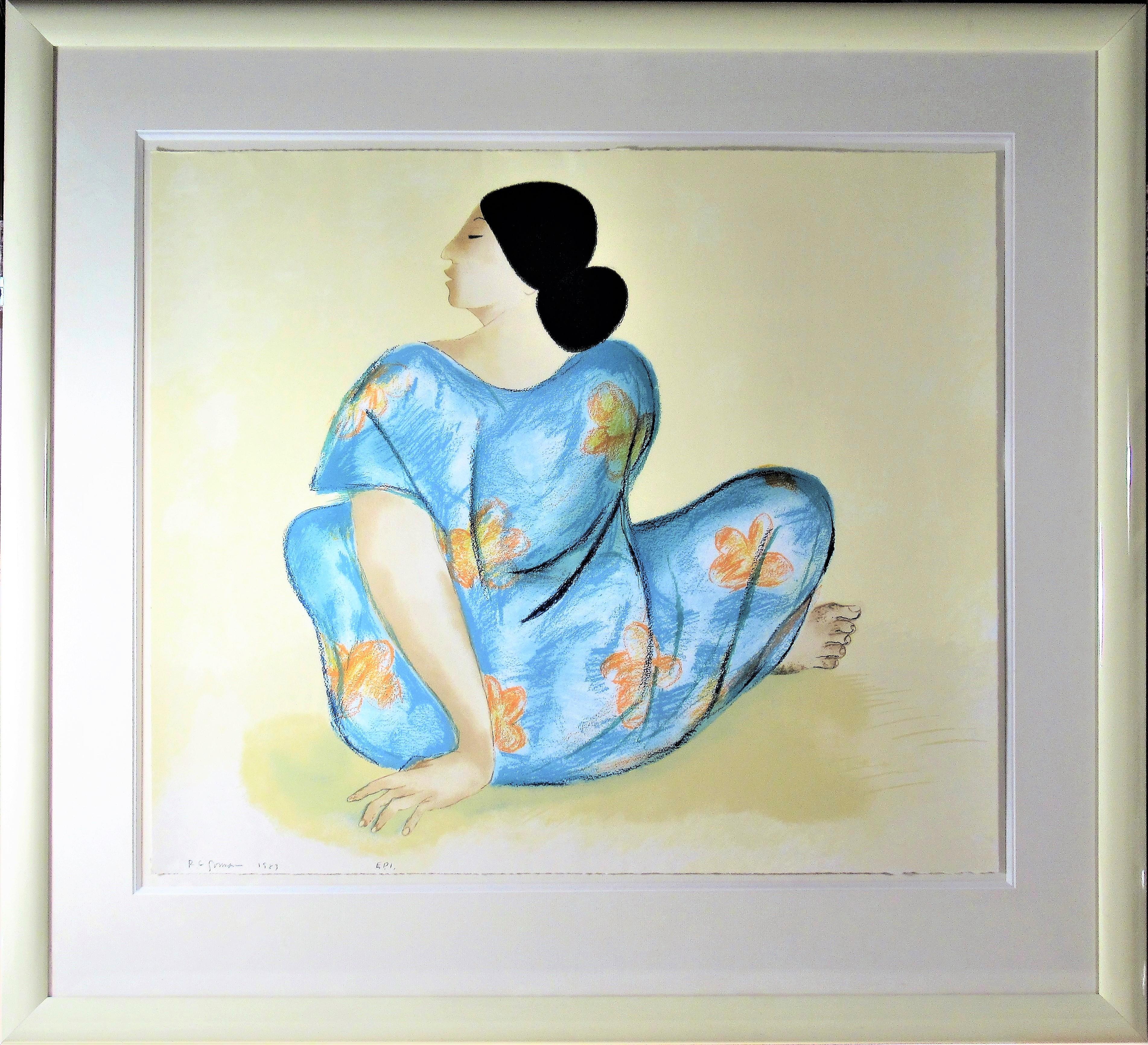 « Femme de Maui » Grande sérigraphie originale en couleur.