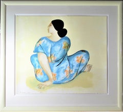 Vintage "Woman from Maui" Large original color serigraph.