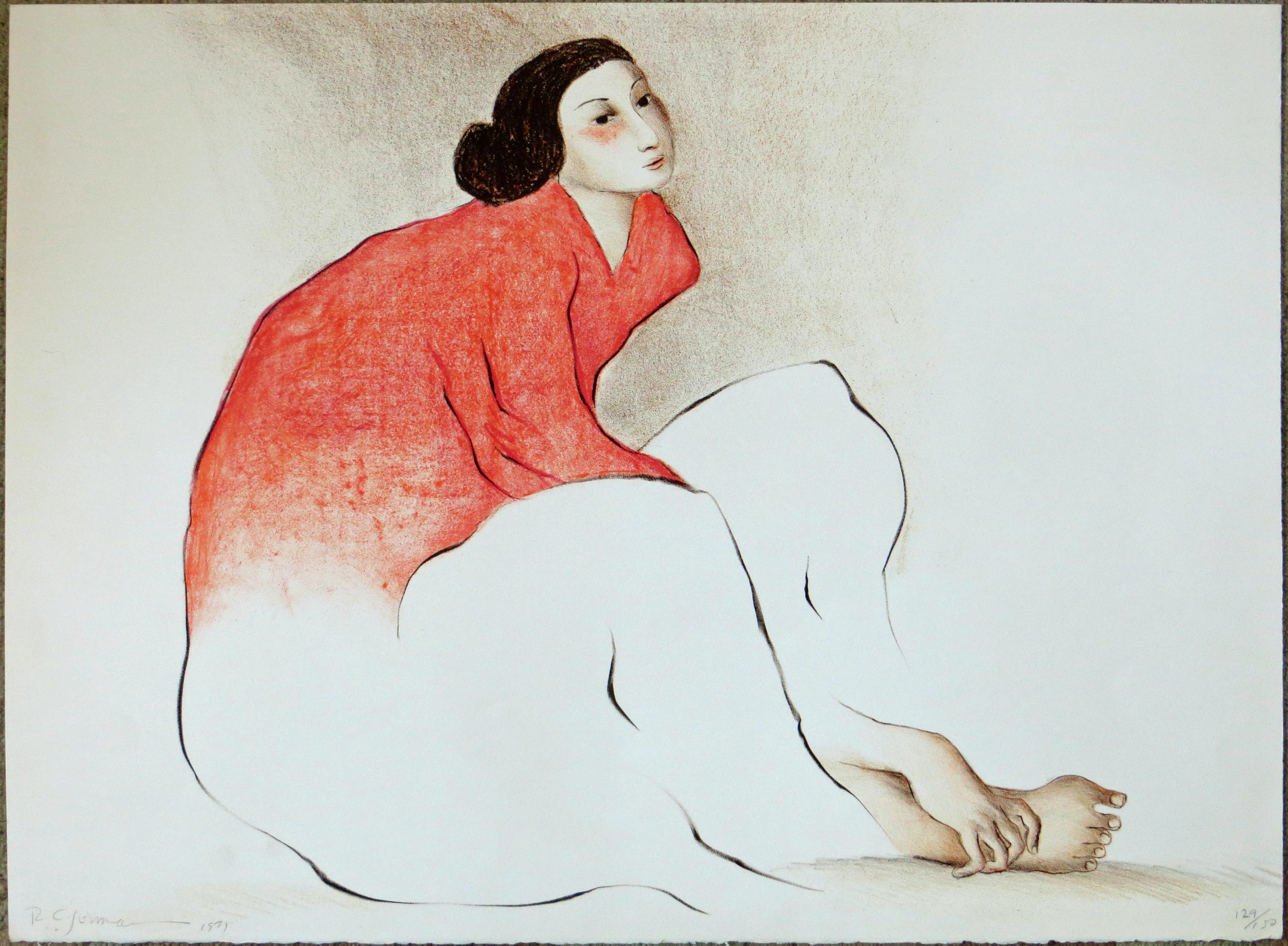 Rudolph Carl Gorman Figurative Print - Woman From Paris  