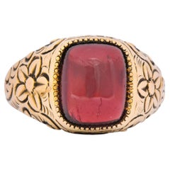Rudolph Deutsch Co. Victorian Garnet 14 Karat Gold Floral Ring Antique Rudolph Deutsch Co. Victorian Garnet 14 Karat Gold Floral Ring