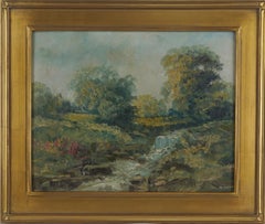 Paysage à l'huile impressionniste original du milieu du 20e siècle de Shongum, New Jersey